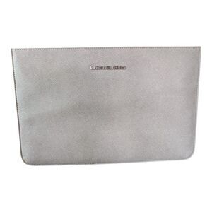 Michael Kors 11" Sleeve Pearl Silver Leather Women's Clutch Bag iPad Case EUC